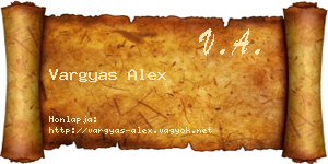Vargyas Alex névjegykártya
